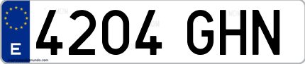 Ejemplo de matrícula de coche ordinaria 4204 GHN