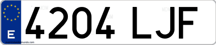 Ejemplo de matrícula de coche ordinaria 4204 LJF