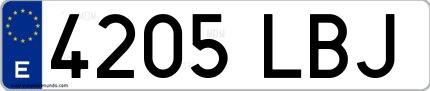 Ejemplo de matrícula española 4205 LBJ