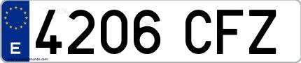 Ejemplo de matrícula española 4206 CFZ