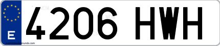 Ejemplo de matrícula de coche ordinaria 4206 HWH