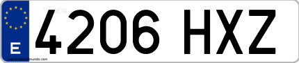 Ejemplo de matrícula de coche ordinaria 4206 HXZ