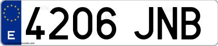 Ejemplo de matrícula de coche ordinaria 4206 JNB