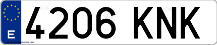 Ejemplo de matrícula de coche ordinaria 4206 KNK