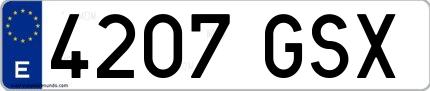 Ejemplo de matrícula española 4207 GSX