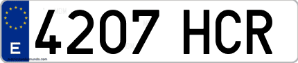 Ejemplo de matrícula de coche ordinaria 4207 HCR