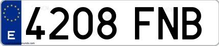 Ejemplo de matrícula española 4208 FNB
