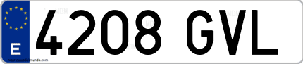 Ejemplo de matrícula de coche ordinaria 4208 GVL