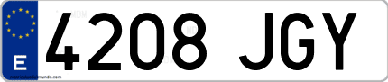 Ejemplo de matrícula de coche ordinaria 4208 JGY