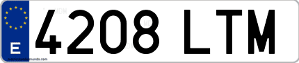 Ejemplo de matrícula de coche ordinaria 4208 LTM