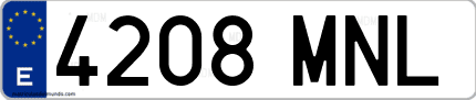 Ejemplo de matrícula de coche ordinaria 4208 MNL