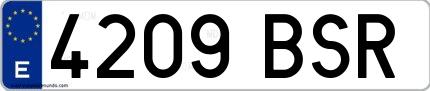 Ejemplo de matrícula española 4209 BSR
