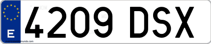 Ejemplo de matrícula de coche ordinaria 4209 DSX