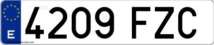 Ejemplo de matrícula española 4209 FZC