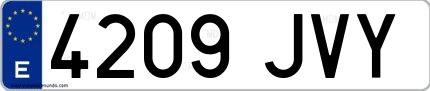Ejemplo de matrícula española 4209 JVY