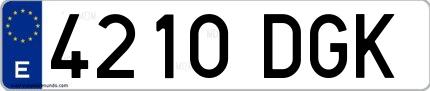 Ejemplo de matrícula española 4210 DGK