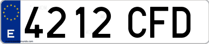 Ejemplo de matrícula de coche ordinaria 4212 CFD