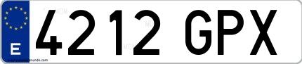 Ejemplo de matrícula española 4212 GPX