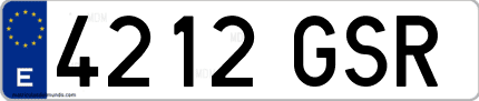 Ejemplo de matrícula de coche ordinaria 4212 GSR