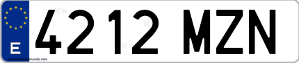 Ejemplo de matrícula de coche ordinaria 4212 MZN