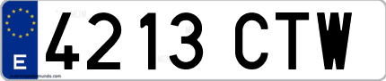 Ejemplo de matrícula de coche ordinaria 4213 CTW