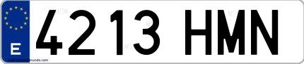 Ejemplo de matrícula española 4213 HMN