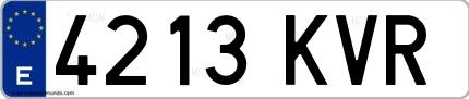 Ejemplo de matrícula española 4213 KVR