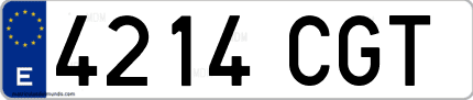 Ejemplo de matrícula de coche ordinaria 4214 CGT