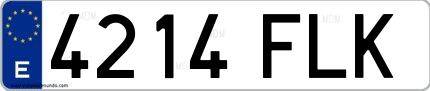Ejemplo de matrícula española 4214 FLK