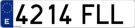 Ejemplo de matrícula de coche ordinaria 4214 FLL