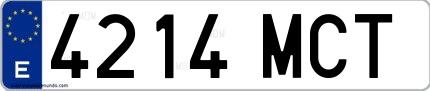 Ejemplo de matrícula española 4214 MCT