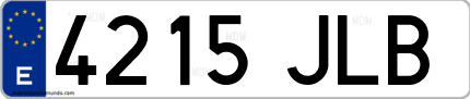 Ejemplo de matrícula de coche ordinaria 4215 JLB