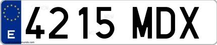Ejemplo de matrícula española 4215 MDX