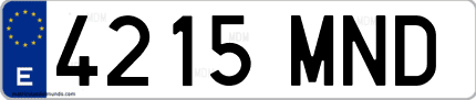 Ejemplo de matrícula de coche ordinaria 4215 MND