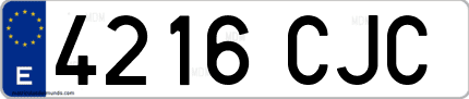 Ejemplo de matrícula de coche ordinaria 4216 CJC