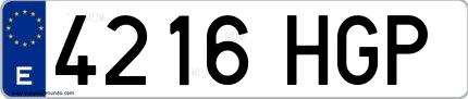 Ejemplo de matrícula española 4216 HGP