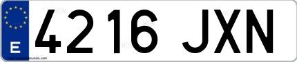 Ejemplo de matrícula española 4216 JXN