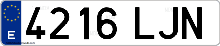 Ejemplo de matrícula de coche ordinaria 4216 LJN