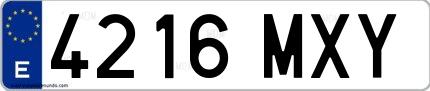 Ejemplo de matrícula española 4216 MXY