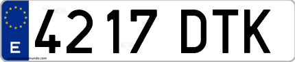 Ejemplo de matrícula de coche ordinaria 4217 DTK