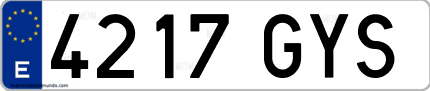 Ejemplo de matrícula de coche ordinaria 4217 GYS