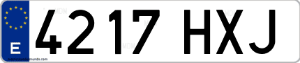 Ejemplo de matrícula de coche ordinaria 4217 HXJ