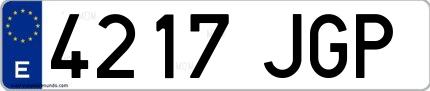 Ejemplo de matrícula española 4217 JGP