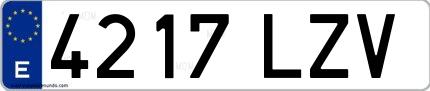 Ejemplo de matrícula española 4217 LZV