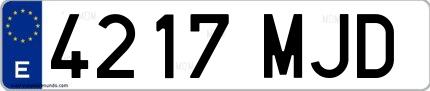 Ejemplo de matrícula española 4217 MJD