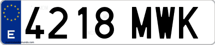 Ejemplo de matrícula de coche ordinaria 4218 MWK