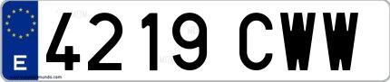 Ejemplo de matrícula española 4219 CWW