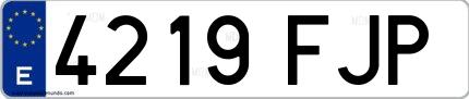 Ejemplo de matrícula española 4219 FJP