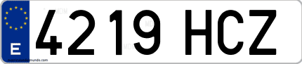Ejemplo de matrícula de coche ordinaria 4219 HCZ