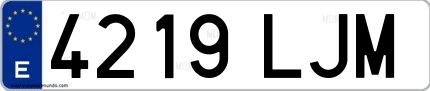 Ejemplo de matrícula española 4219 LJM